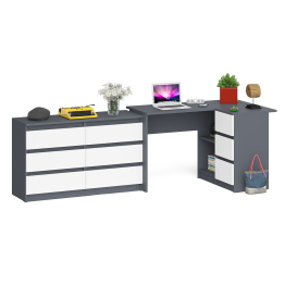 Комод Мори 1200 6 ящиков и компьютерный угловой стол МС-16 правый
