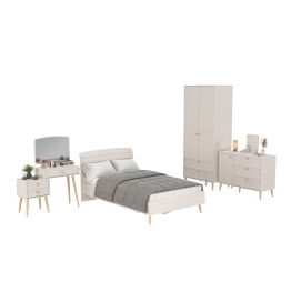 Кровать 1200 Афина с комодом и туалетным столиком и шкафом для одежды