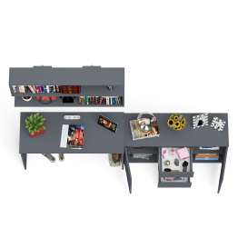 Стол письменный Мори 1200 с открытой полкой и тумбой-комодом