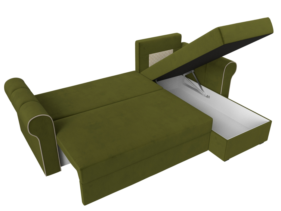 Диваны угловые в гостиную, Угловой диван-кровать Рейн, еврокнижка, микровельвет, правый