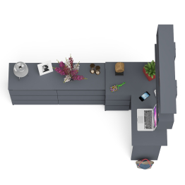 Стол угловой компьютерный Мори МС-16 левый с навесной книжной полкой и комодом МК1380.6