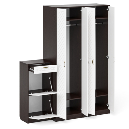 Тумба для обуви две секции и два шкафа в прихожую П-6 № 13 МДФ фрезеровка ромб