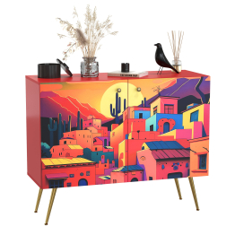 Комод-тумба Кармин 16.230.03, фасады с рисунком Бразильские домики