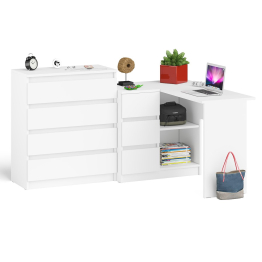 Комод Мори МК800 4-ре ящика с угловым компьютерным столом Мори МС-16 тумба слева