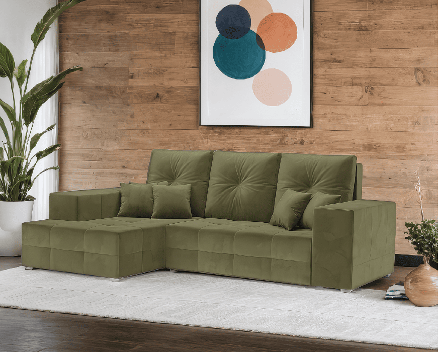 Диваны угловые в гостиную, Диван угловой Монреаль Левый угол (Велюр)