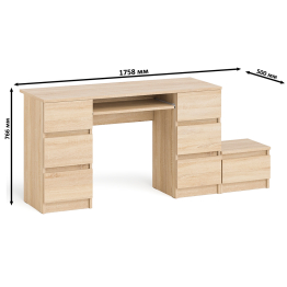 Компьютерный двухтумбовый стол Мори с дополнительной тумбой