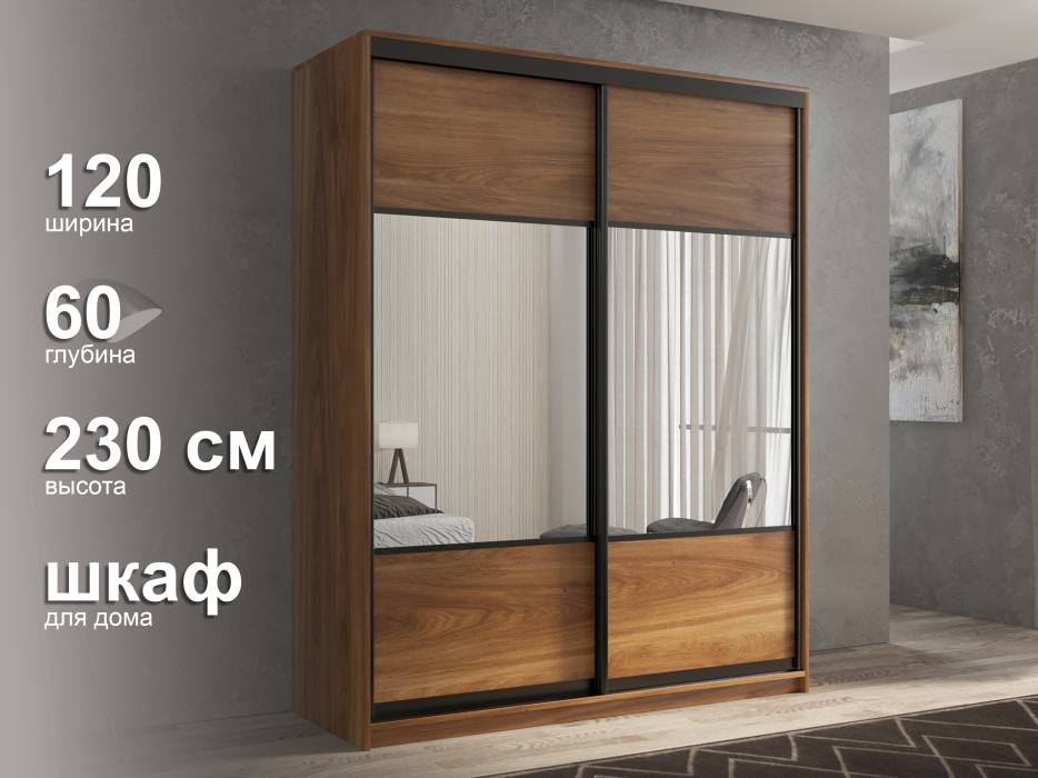 Шкафы-купе 2-х дверные, Шкаф-купе 2х дверный Кааппи 6 120х60