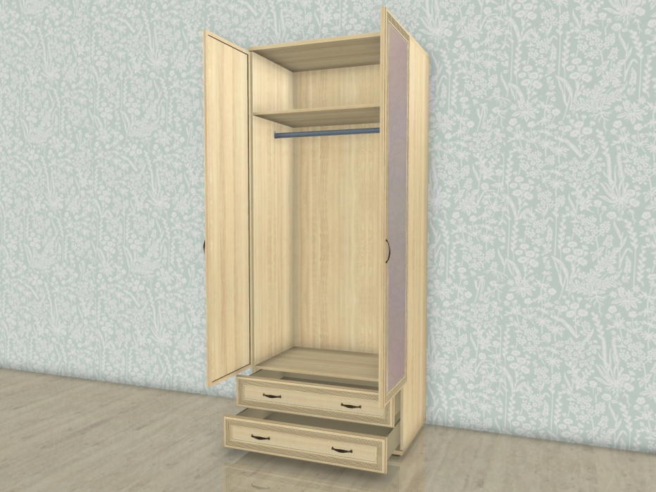 Шкафы двухстворчатые, Модульная система Карина Шкаф ШК-1007 с зеркалом с 2 ящиками