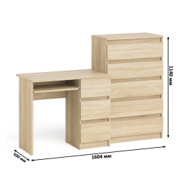 Высокий комод Мори на 700 5 ящиков и компьютерный стол Мори МС-6 тумба справа