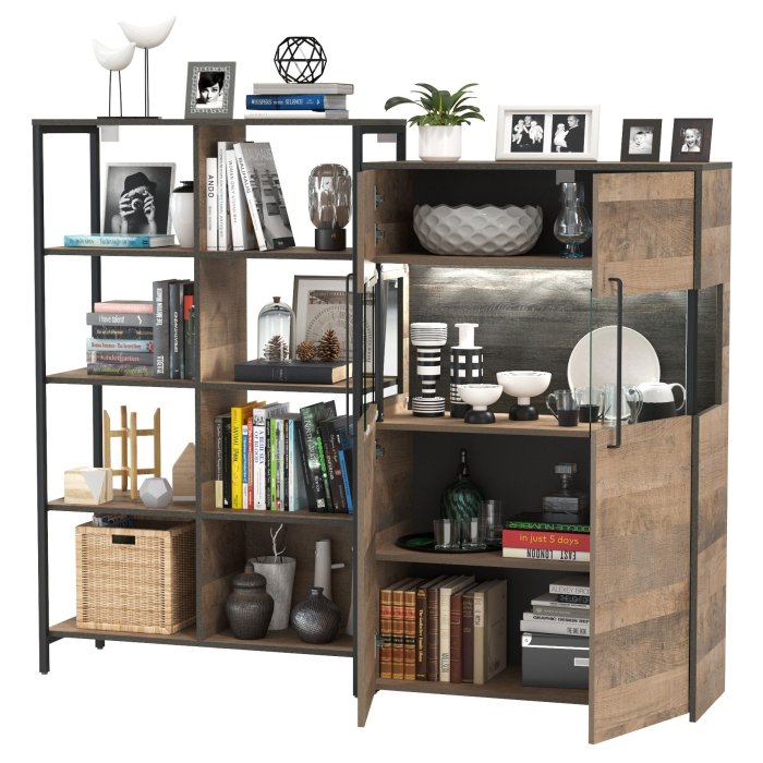 Стенки для гостиной, Стеллаж Трувор 13.151.02 с комодом с витриной с подсветкой