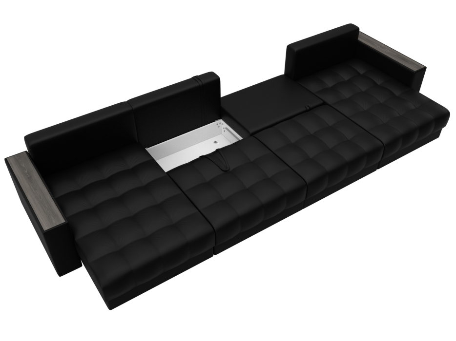 Дизайнерские диваны для гостиной, Диван П-образный с декором Лига-049 НПБ Лонг, экокожа GRIFON