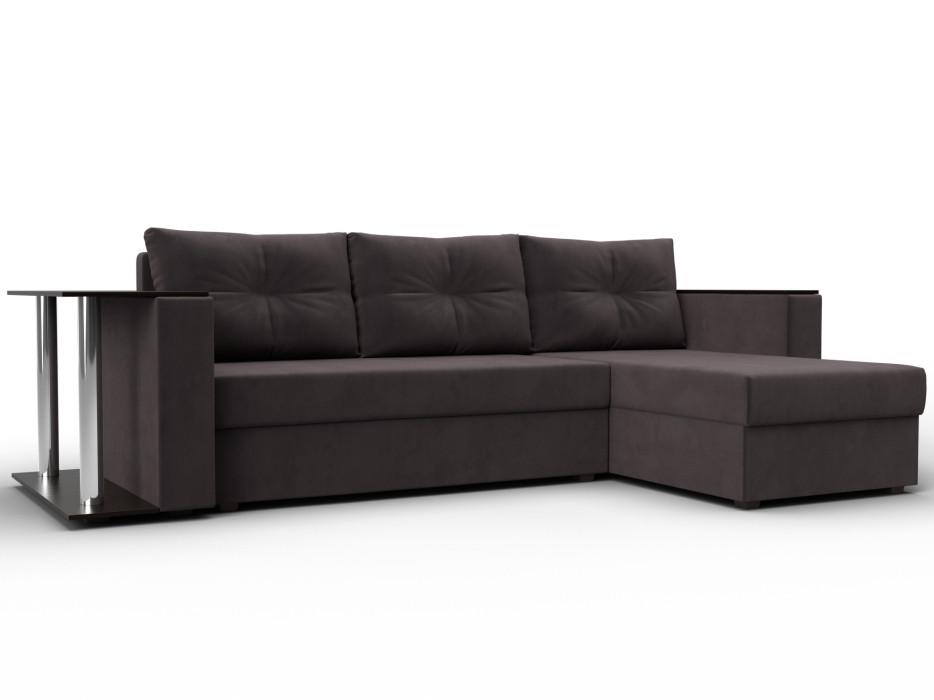 Диваны угловые в гостиную, Угловой диван Атланта со столом правый угол, велюр