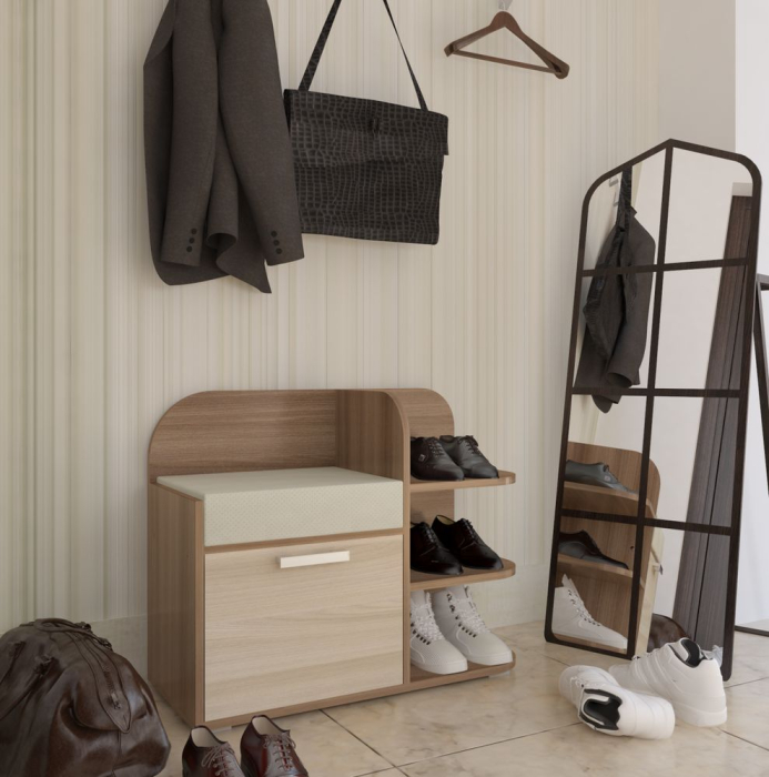 Тумба в прихожую с мягким сиденьем, Тумба для обуви Викс-7