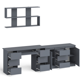 Двухтумбовый стол компьютерный с ящиками МС-2 с тумбой-комодом и полкой 1200 Мори