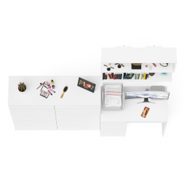 Комод 10-ть ящиков Мори МК1200.10 с компьютерным столом МС-1 левый и полкой