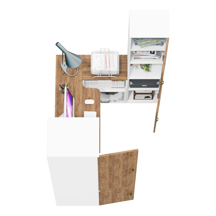 Домашние кабинеты, Письменный стол-трансформер Лидер-8 с пеналом для одежды и пеналом с нишей