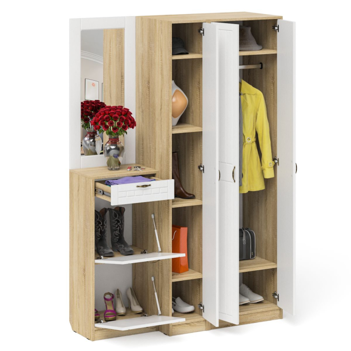 Прихожие, Модульная прихожая с зеркалом П-6-500 № 49 фрезеровка прованс