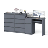 Компьютерные столы, Комод на восемь ящиков Мори 1200.8 и левый компьютерный стол МС-1