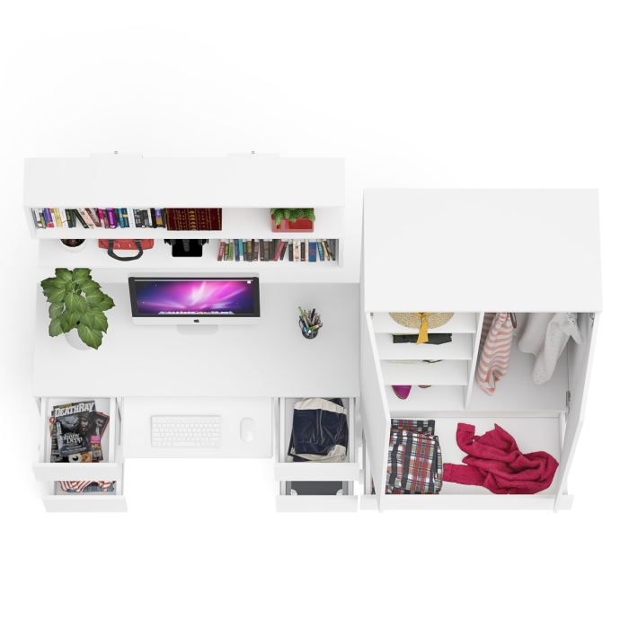 Домашние кабинеты, Шкаф-комод Мори МШ900.1 с письменным 2-х тумбовым столом МС-2 и полкой книжной