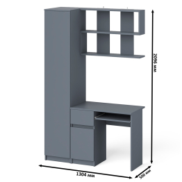 Пенал с дверкой Мори МШ400-1 с компьютерным столом МС-1 левый и открытой полкой на 900