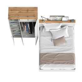 Шкаф для одежды с зеркалом Остин с кроватью Остин с ортопедическим основанием