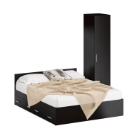 Спальные гарнитуры, Двуспальная Кровать с ящиками 1600 с пеналом Стандарт