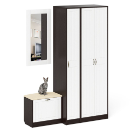 Шкаф с пеналом-500 и обувницей с сиденьем П-6 фрезеровка прованс