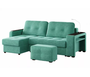 Диван-кровать угловой Smart 4 пуф справа Велюр