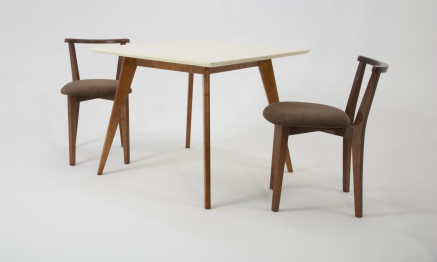 Стол Сканди М 100 орех/слоновая кость со стульями Франк орех велюр коричневый