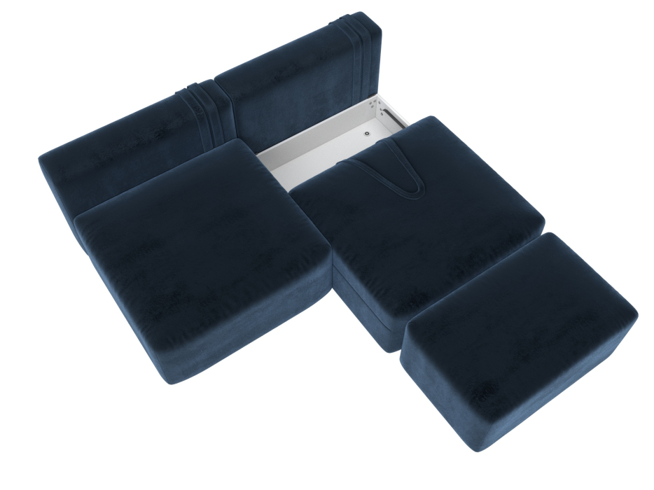 Диваны еврокнижки, Диван прямой модульный с пуфом Лига-060 НПБ, велюр TOWER