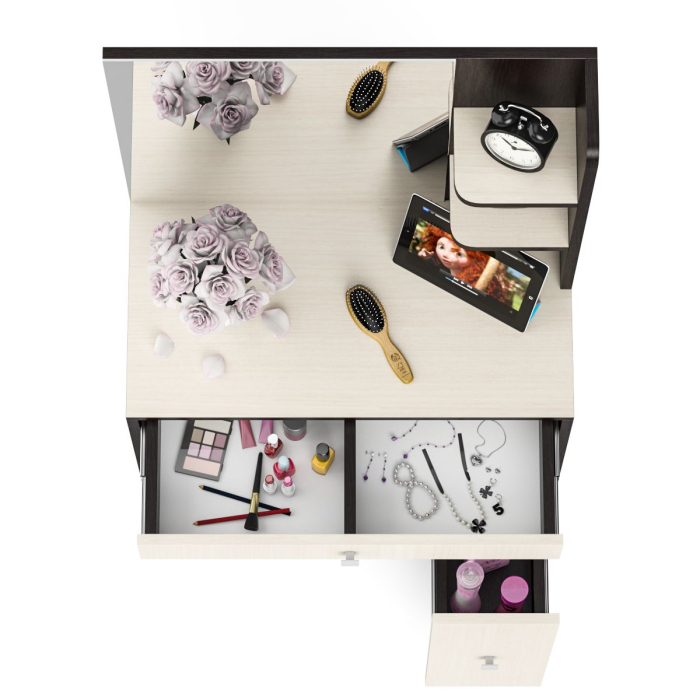 Туалетные столики, Туалетный столик № 3 с зеркалом, ящиком и выдвижной секцией