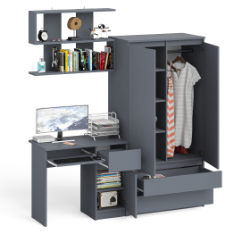 Стол компьютерный с ящиком МС-1 правый с навесной полкой и шкаф-комод МШ900.1 Мори