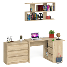 Стол компьютерный Мори МС-16 правый с навесной полкой и комодом МК800.1