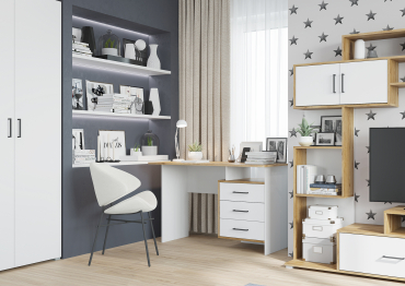 Стол компьютерный Лайт, крафт золото, белый