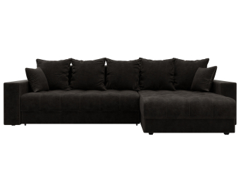 Диван угловой с декором и полкой Лига-050 НПБ, велюр BRUT 