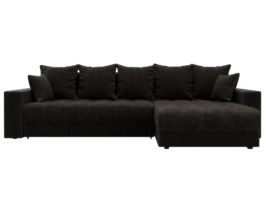 Диваны угловые в гостиную, Диван угловой с декором и полкой Лига-050 НПБ, велюр BRUT 