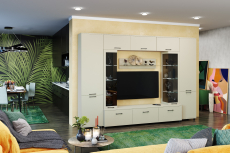 Стенки для гостиной, Модульная гостиная Грейс композиция 6  Серый Кашемир