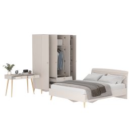 Столик прикроватный с кроватью 1600 Афина со шкаф-комодом 4-ре двери два ящика