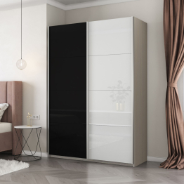 Шкаф-купе Прайм 2-х дверный Стекло белое/Стекло черное/Доводчики 120х57х230