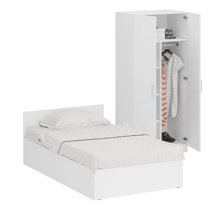 Спальные гарнитуры, Кровать односпальная 1200 со шкафом для одежды 2-х створчатым Стандарт