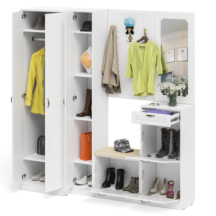 Прихожие, Полный набор мебели для прихожей П-6 компоновка № 31 МДФ фрезеровка ромб