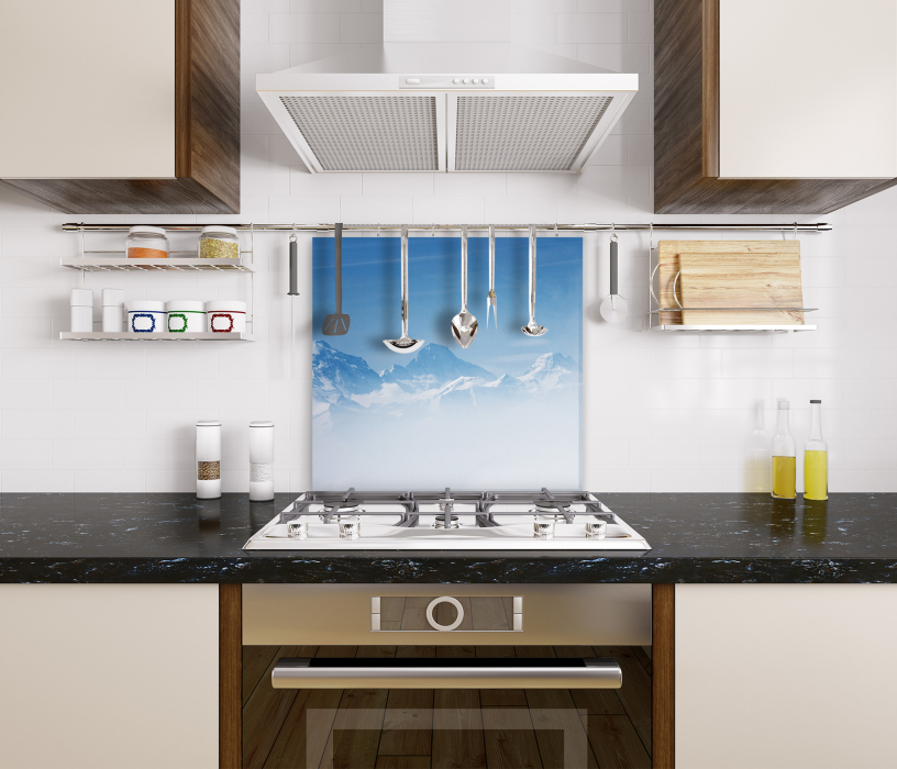 Стеновые панели, Интерьерная панель из стекла 500*600*6 мм MGF56_снежные_горы