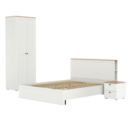 Двуспальная кровать Остин с ортопедическим основанием с платяным шкафом 13.224 и тумбой прикроватной