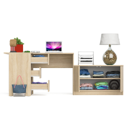 Компьютерный угловой стол левое исполнение с широкой тумбой Мори МА-900