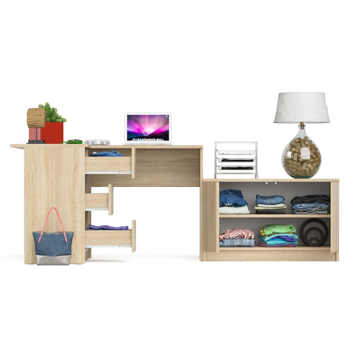 Угловые, Компьютерный угловой стол левое исполнение с широкой тумбой Мори МА-900