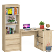 Домашние кабинеты, Стеллаж-комод три ящика Мори МСТ-600 с угловым компьютерным столом МС-16 тумба справа