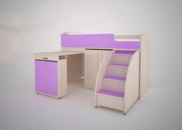 Кровать чердак Малыш Эконом, Дуб Молочный