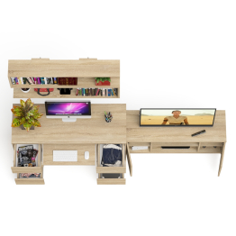 Письменный стол Мори МС-2 с ТВ-тумбой 1200 и навесной полкой 1200