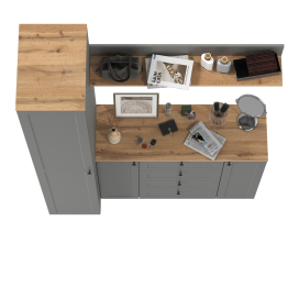 Шкаф-пенал с полками и вешалкой для верхней одежды с комодом и полкой Остин