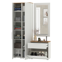 Два шкаф-пенала и обувница с ящиком с зеркалом Октава